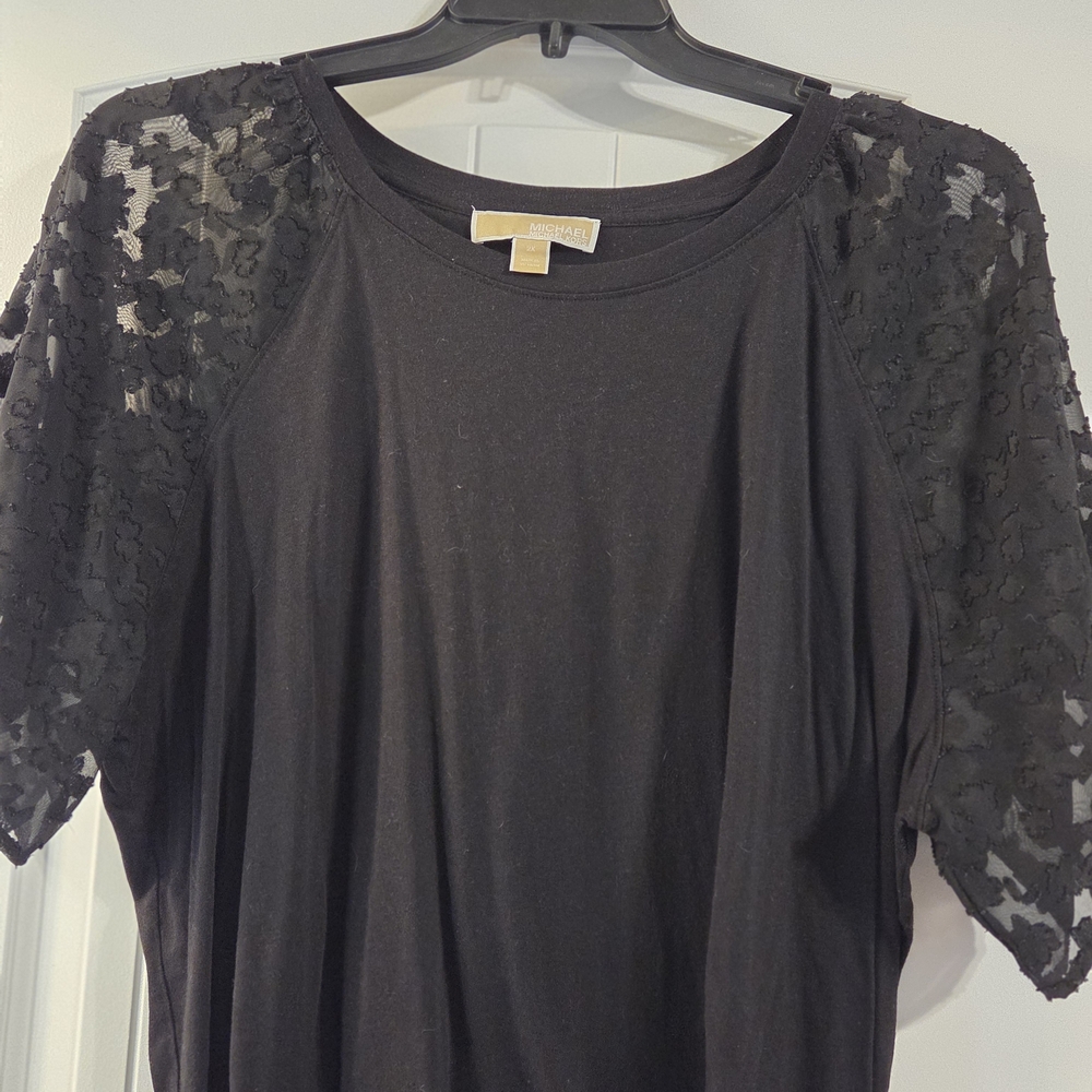 Michael Kors Black Lace Sleeve Tee